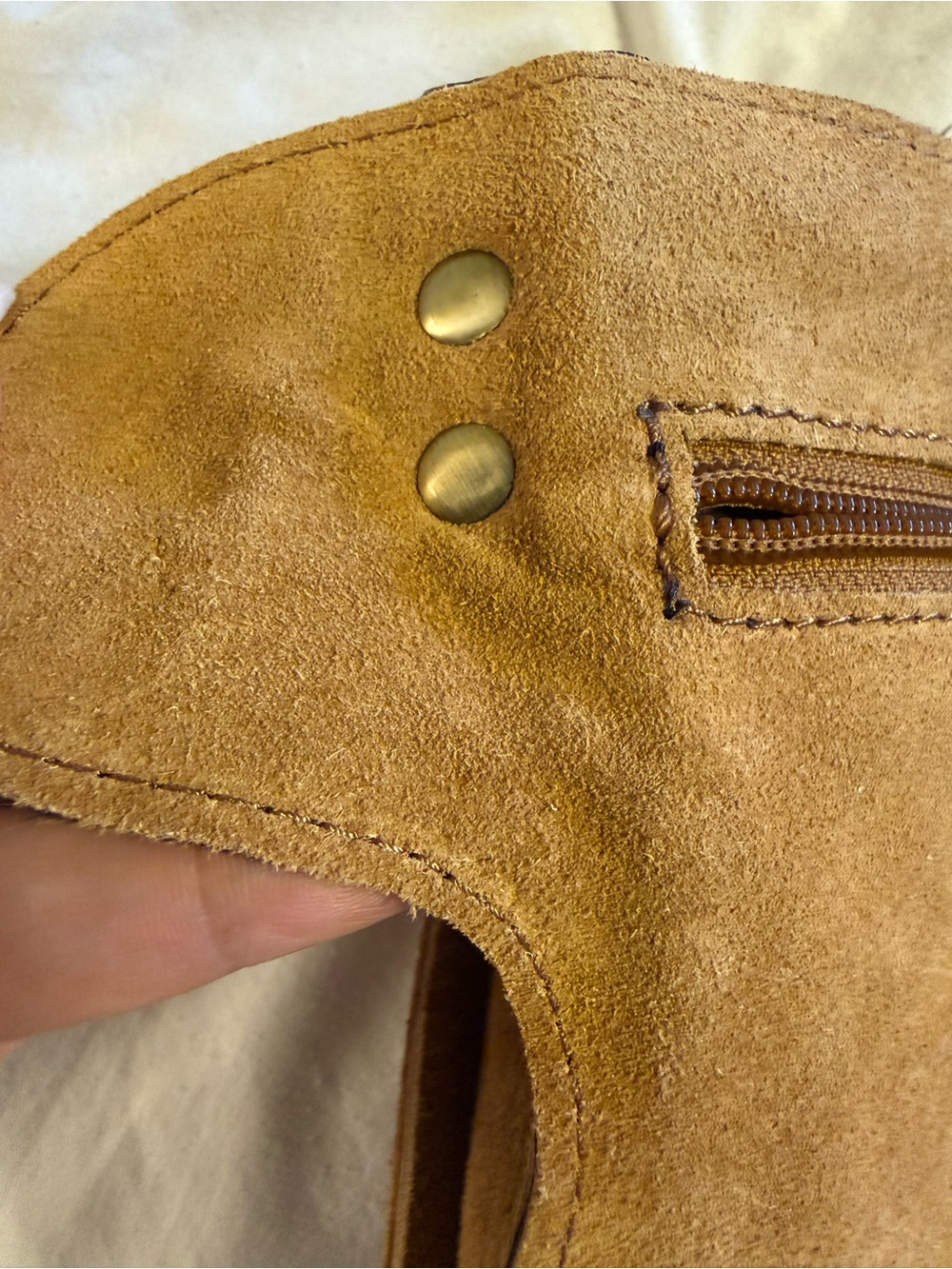 New Suede Tan Waist Bag with Dual Front Pouches - Picture 9 of 11
